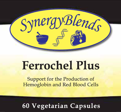 Ferrochel Plus Iron supplement by Synergy Blends supports production of Hemoglobin, Red Blood cells